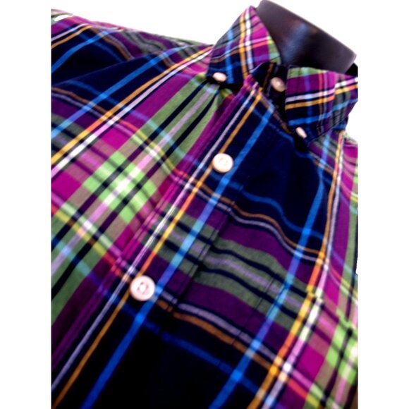 Chaps Blue/Green/Purple Cotton/Polyester Long Sleeve Shirt Men's Size Medium - Picture 1 of 14